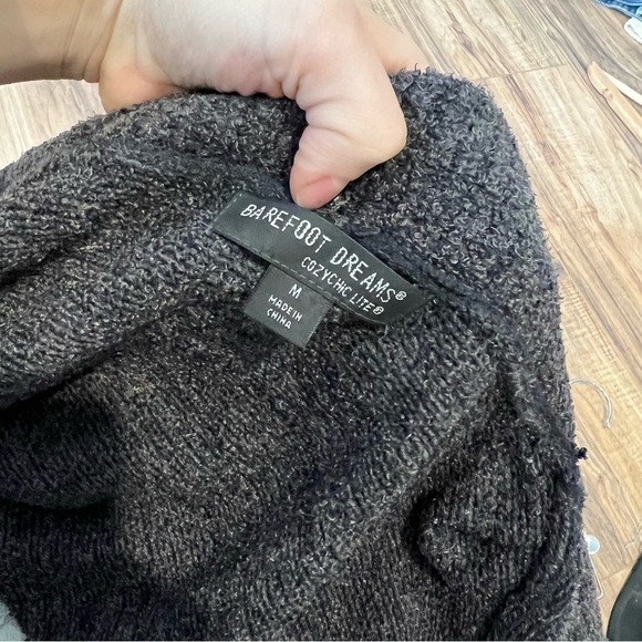 Barefoot Dreams CozyChic Lite Circle Cardigan Carbon Heathered Black - Picture 10 of 11